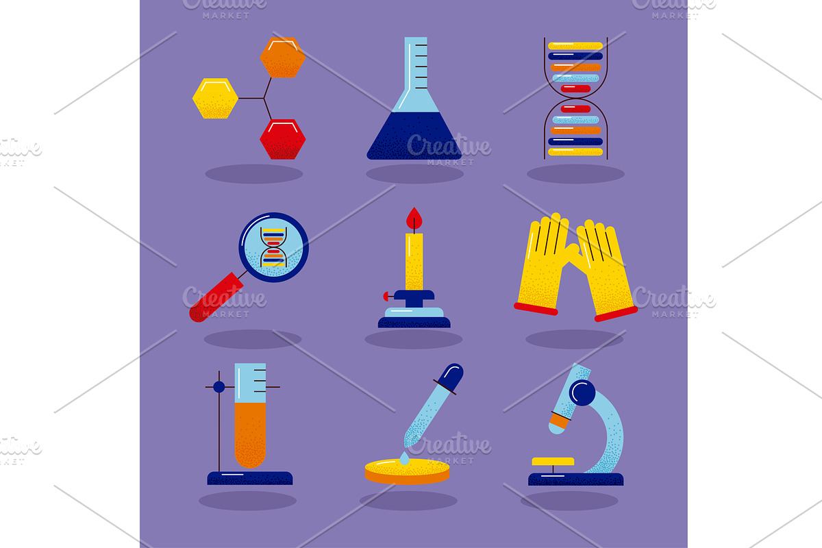 nine dna study icons, an Illustration by studiogstock