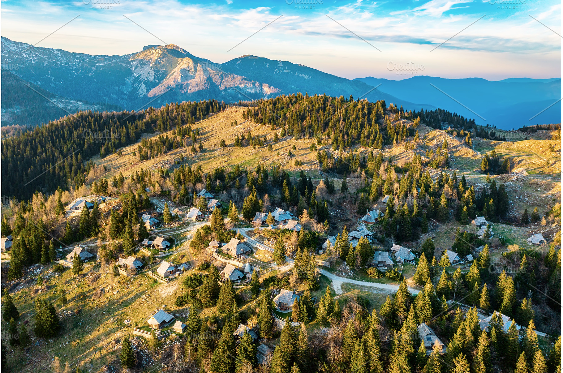 Mountain village in Alps, wooden, a Nature Photo by Nature and travel