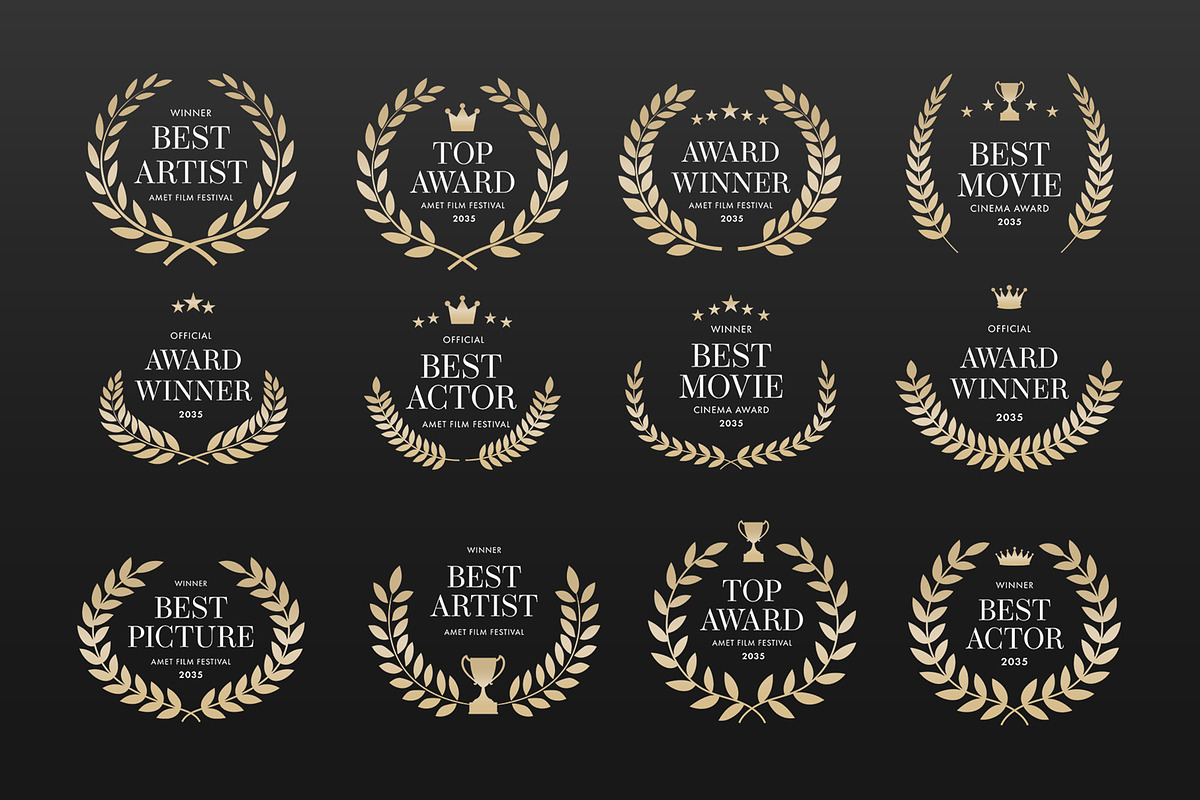 Award Crest & Laurel Wreath Vector, an Object Graphic by DesignerCandies (Photo 1 of 6)