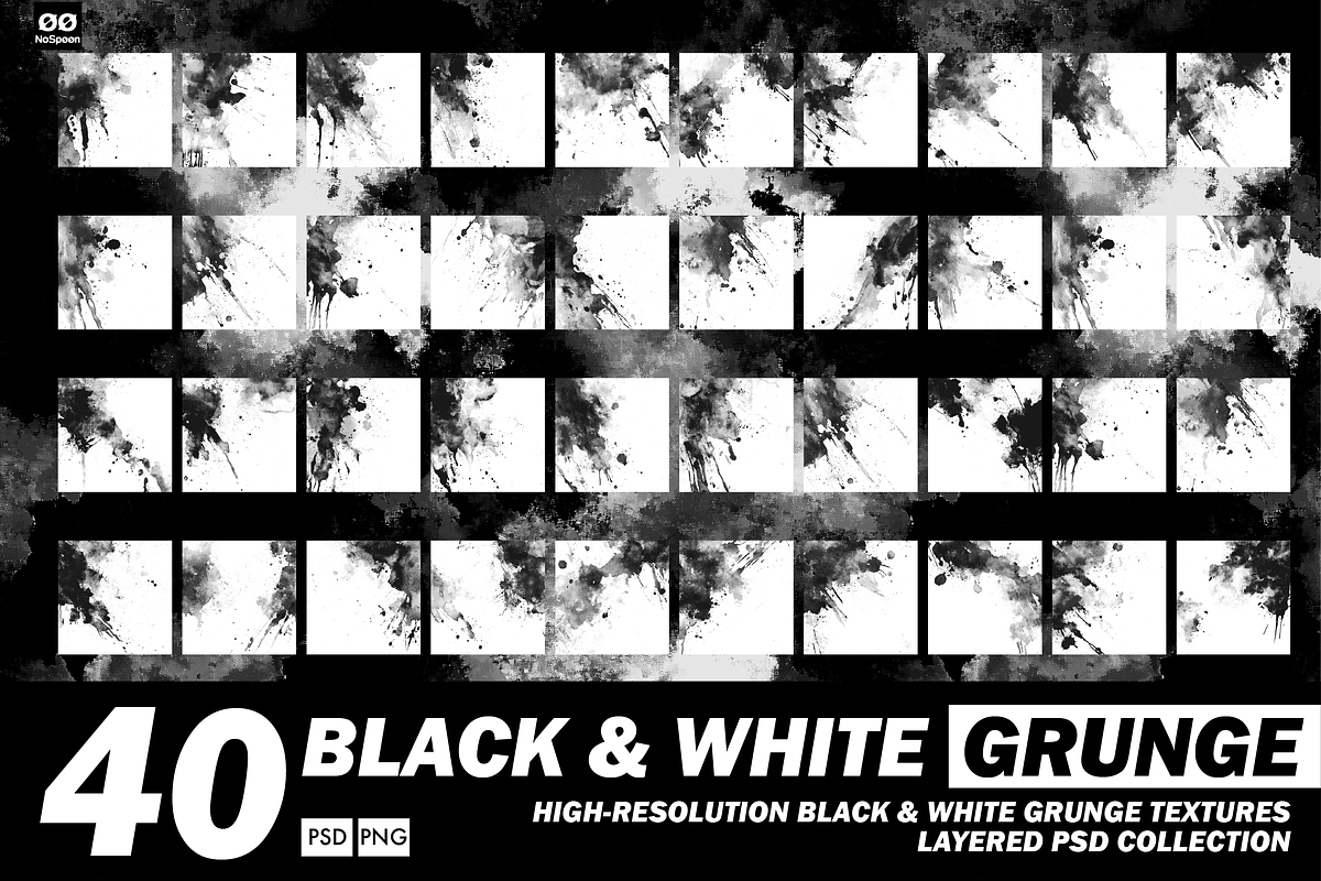 Black & White Grunge Textures, a Graphic by NoSpoon Design (Photo 1 of 3)