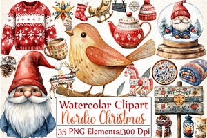 Nordic Christmas Clipart, an Illustration by DreamCafeArt