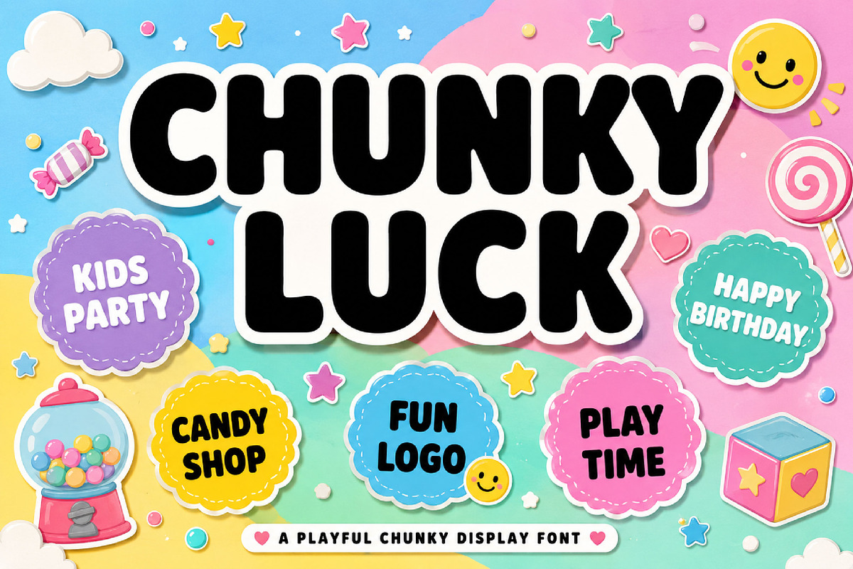 CHUNKY LUCK, a Slab Serif Font by Wow Magic (Photo 1 of 5)