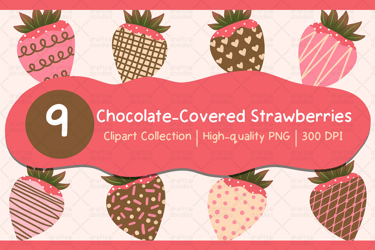 Chocolate Covered Strawberries Set, an Object Graphic by Drafts n Doodles (Photo 1 of 3)
