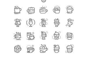 Coffee Types Line Icons