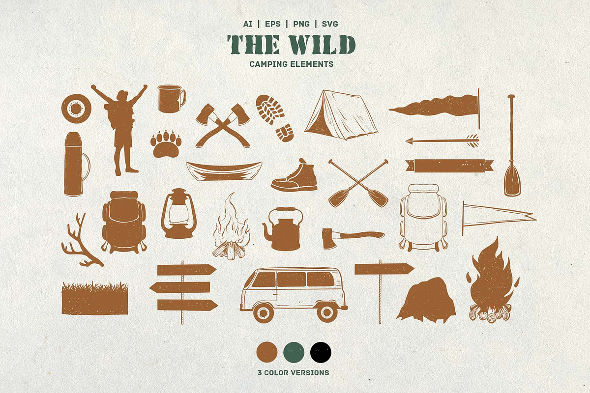 Hiking & Camping Vector Clipart Set, an Object Illustration by VerAna (Photo 2 of 13)