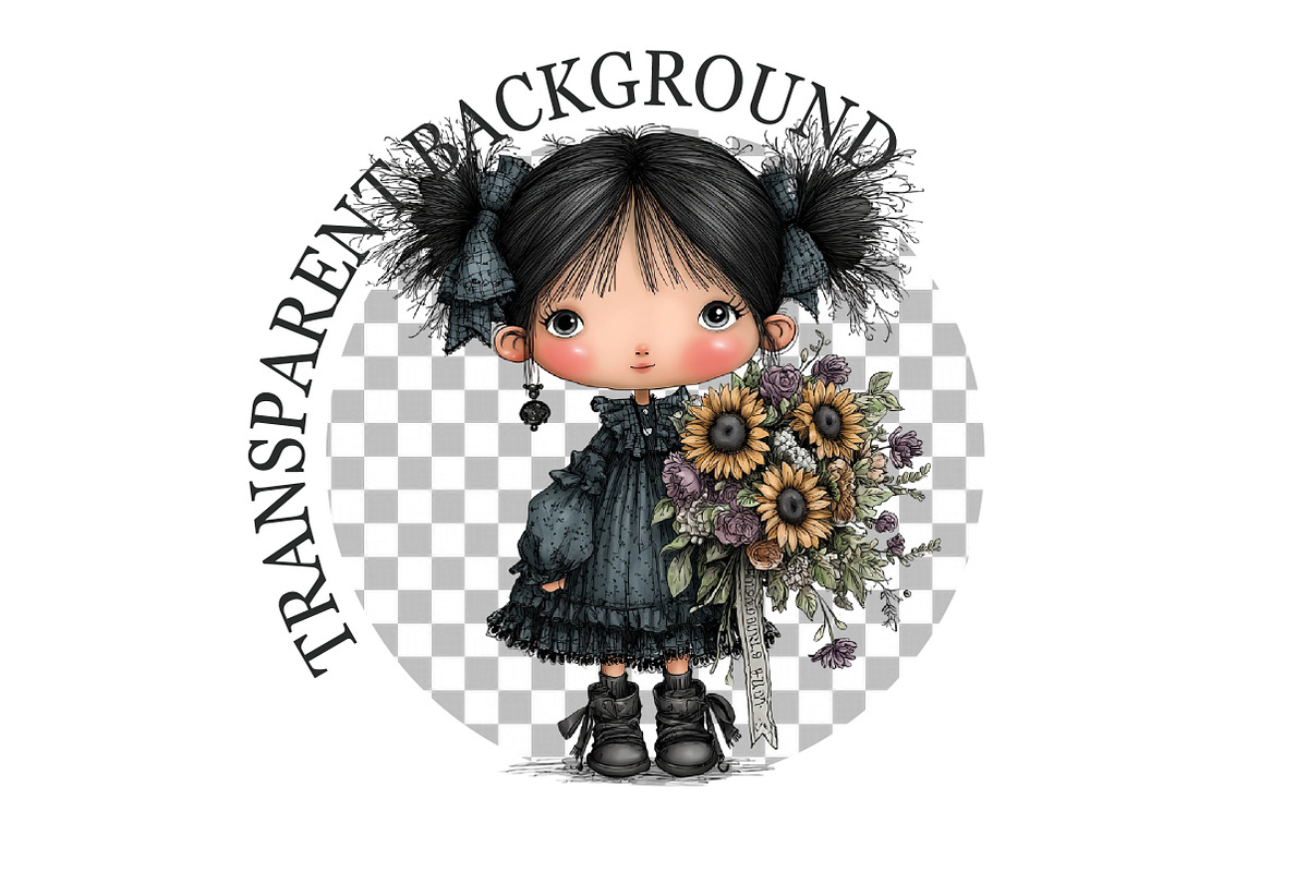 Summer Gothic Girls Clipart, a Seasonal Illustration by Rose Art (Photo 6 of 6)