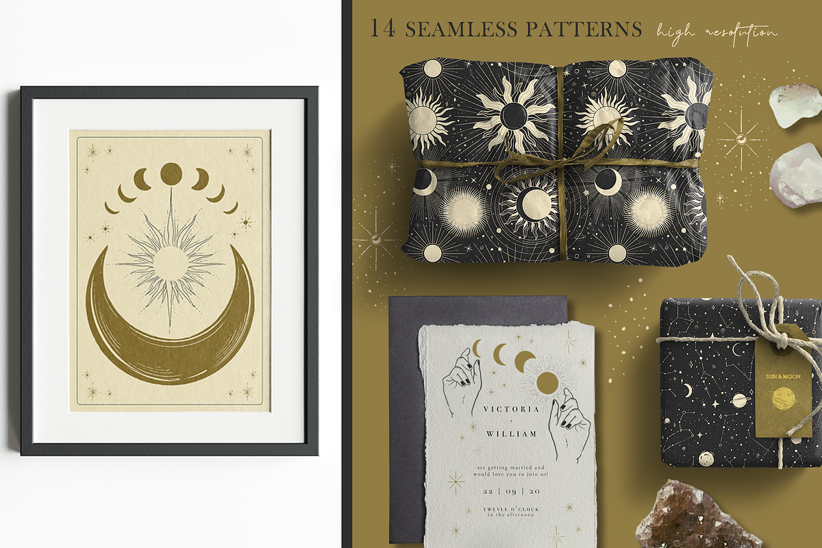 Celestial Soul. Sun Moon Space., a Pattern Graphic by Alena Zaytseva (Photo 9 of 18)