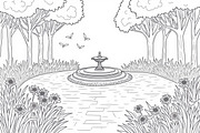 Peaceful Garden Line Art Coloring Se, an Illustration by Designs_River (Thumbnail 2 of 7)