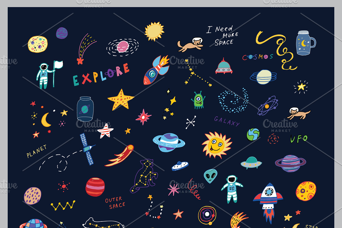 Doodle Space, a Pattern Graphic by GooseFrol (Photo 2 of 6)