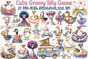 Cute Groovy Silly Goose Clipart Bund, an Illustration by Sublimation Artist (Thumbnail 1 of 6)
