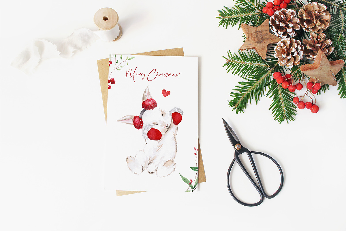 Christmas bunny - watercolor set, a Seasonal Illustration by LeriaArt watercolor (Photo 2 of 9)
