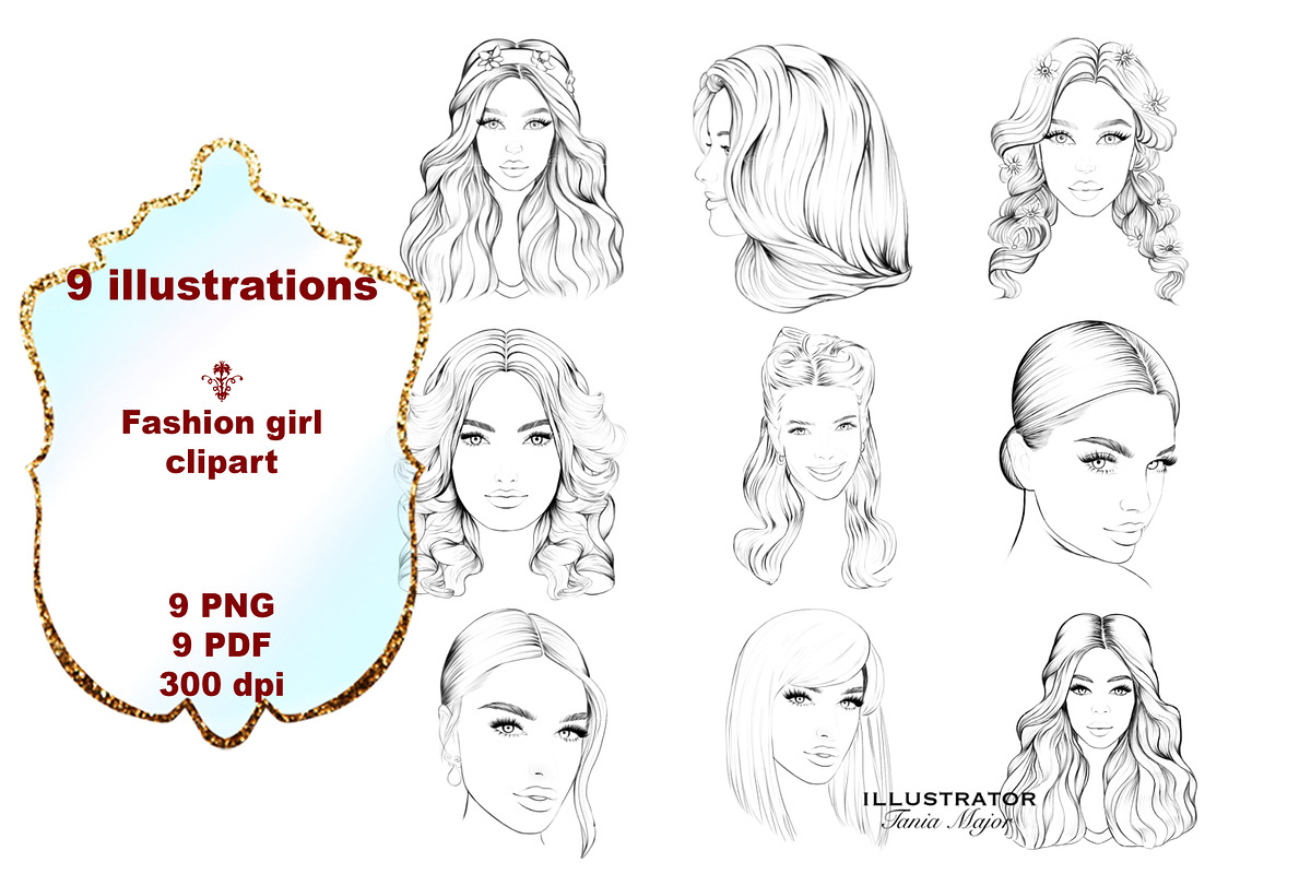 Coloring pages, Face clipart, an Illustration by MajorArtTm (Photo 1 of 3)