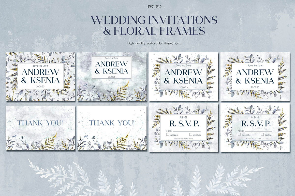 Floral wedding cards set, an Invitation Template by Anastasia Koba (Photo 4 of 8)