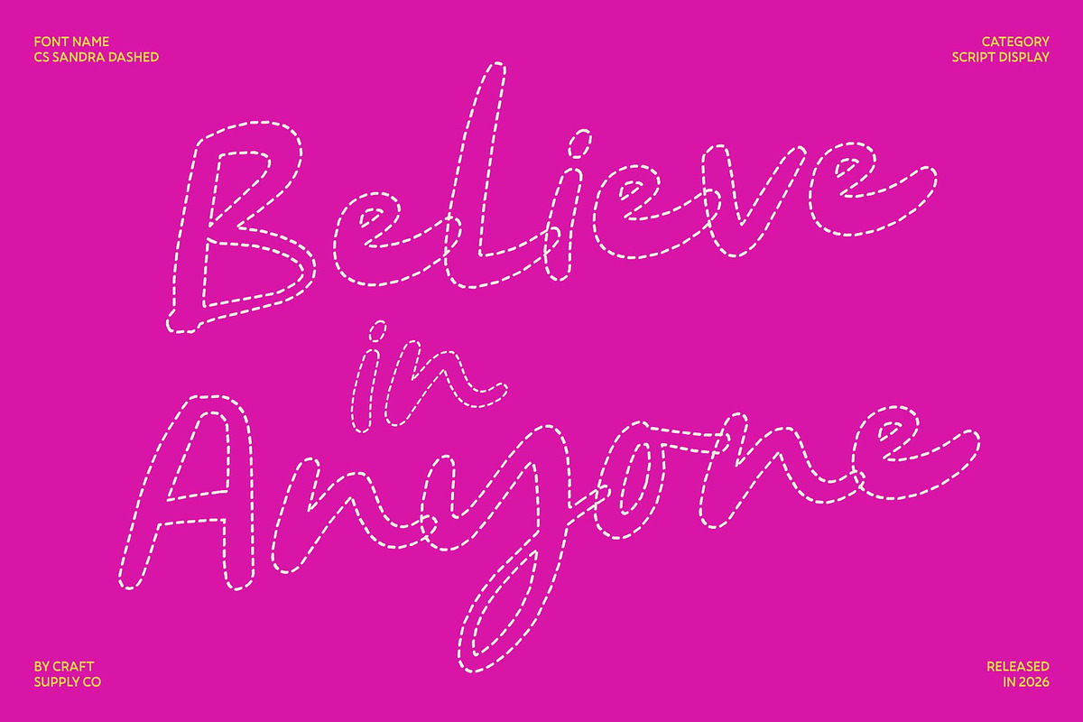 CS Sandra Dashed, a Script Font by Craft Supply Co. (Photo 2 of 8)