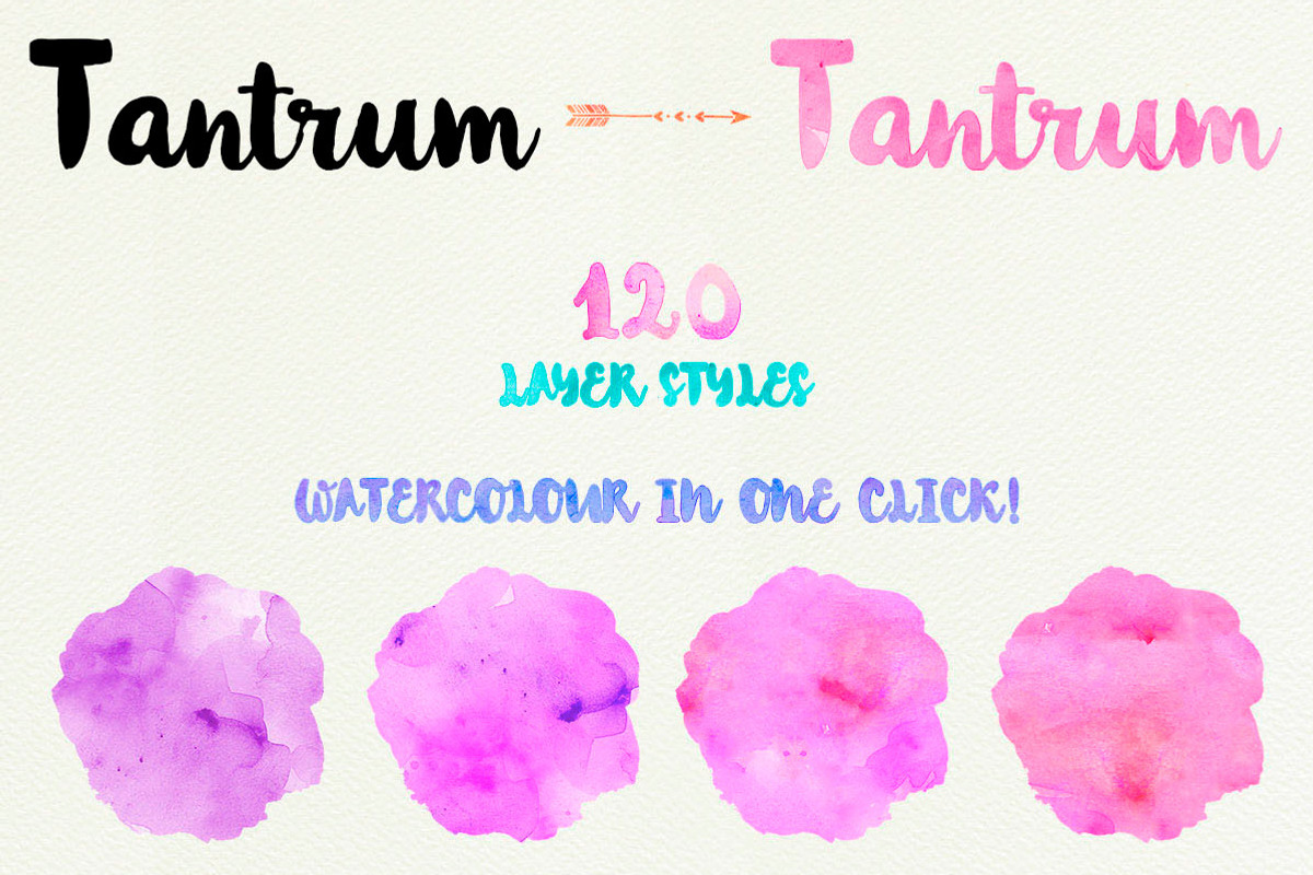 Watercolor Kit Styles + Typeface preview 2