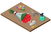 Flower bouquet preparation with, a Person Illustration by Golden Sikorka (Thumbnail 1 of 3)
