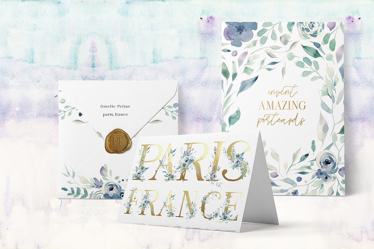 A Mountain Summer Watercolor Set, an Illustration by Creativeqube Design (Photo 10 of 19)