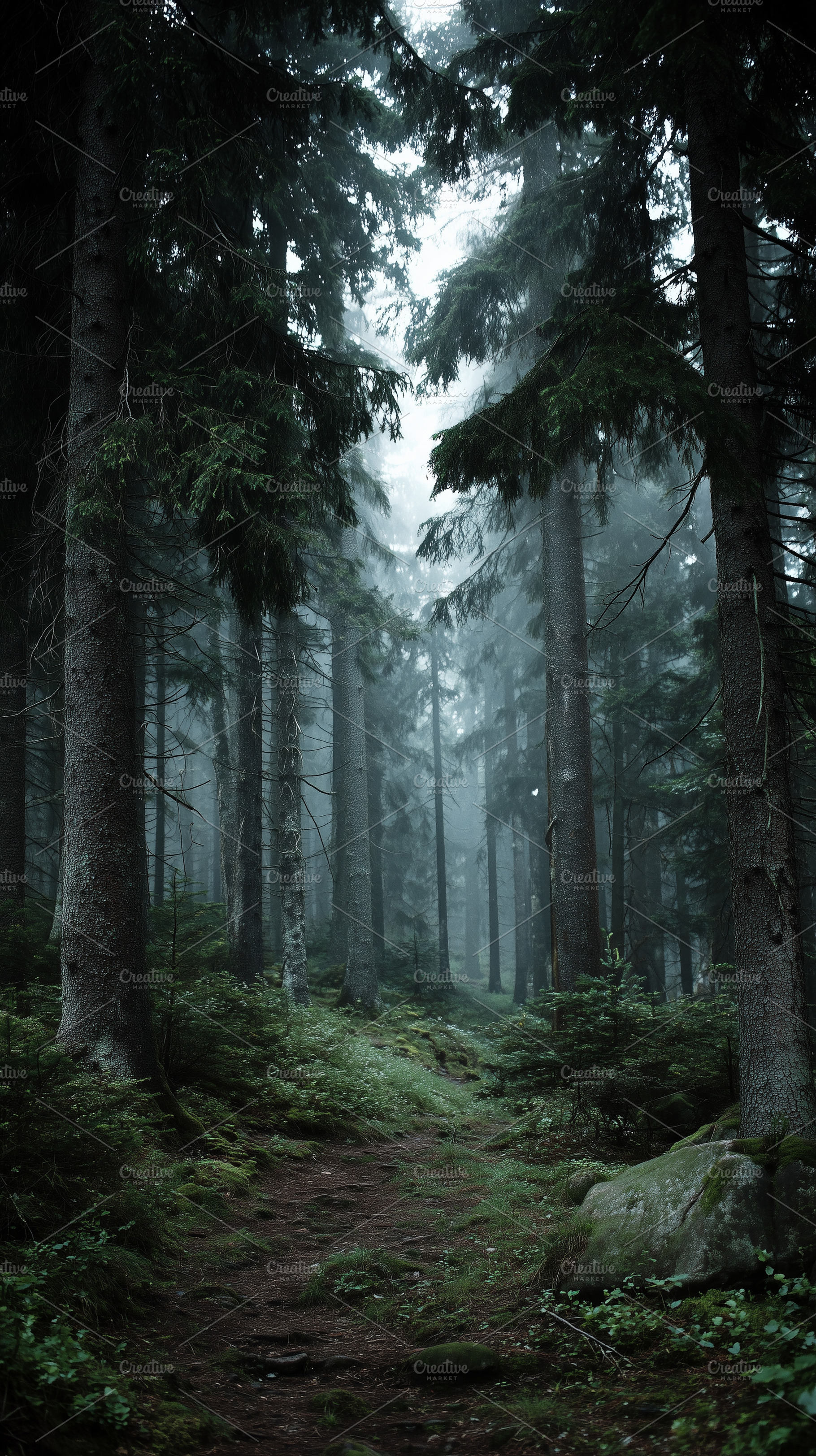 Misty morning in dark forest, a Nature Photo by MistyDay