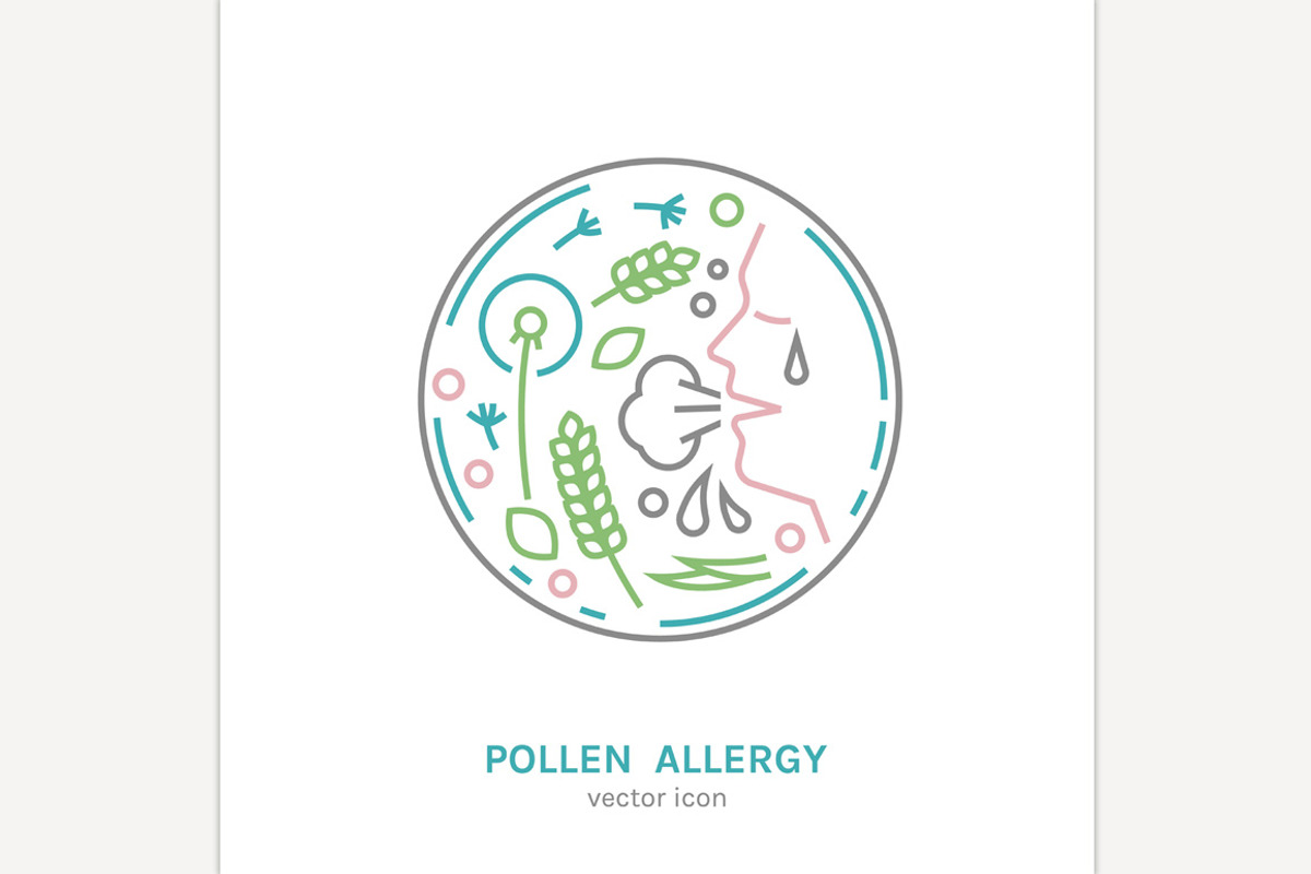 Types of allergy. Allergies caused, an Outline Icon by Anna's Shop