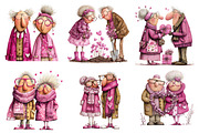 Quirky Valentine Old Couple Clipart, an Illustration by Dream Creation (Thumbnail 4 of 7)