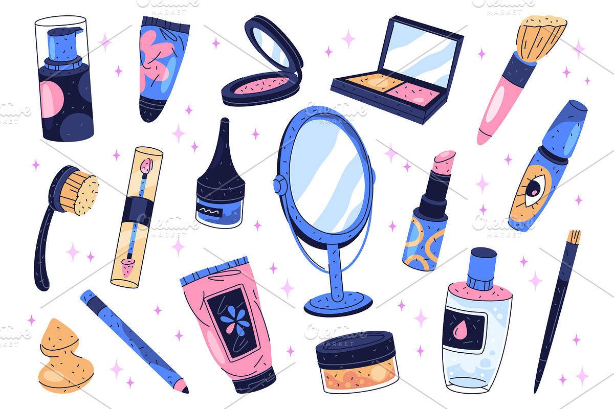 Set of cosmetic and makeup icon, an Object Illustration by Elegant Solution