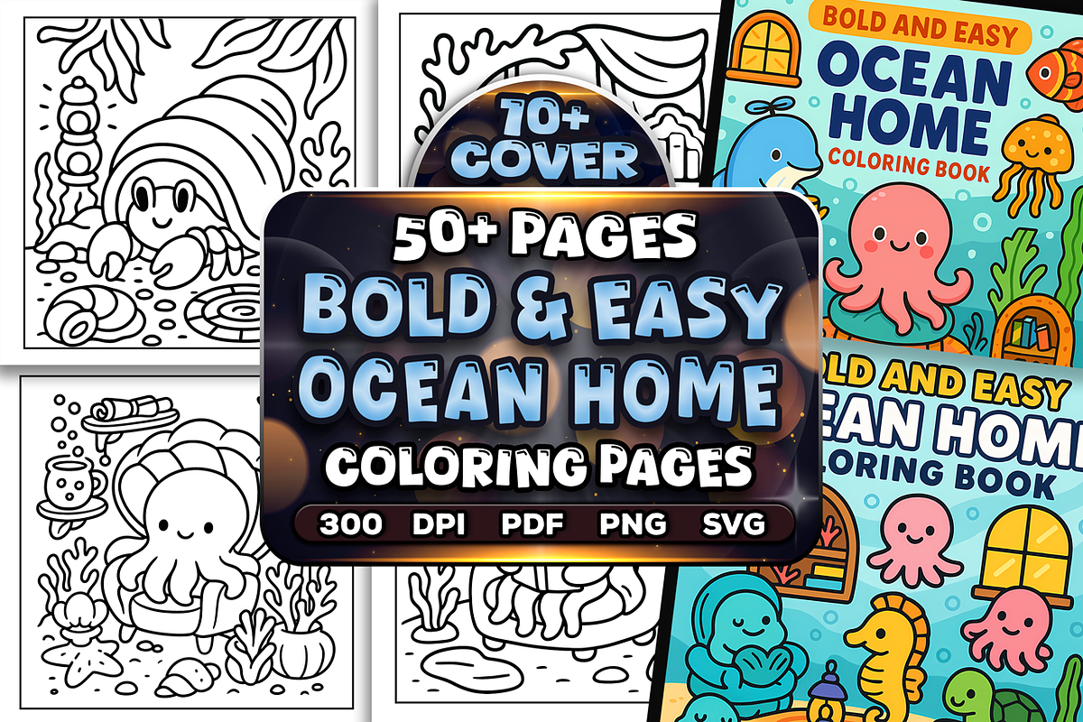 Bold Easy Ocean Home Coloring Pages, an Animal Illustration by Craftsbeefy (Photo 1 of 4)