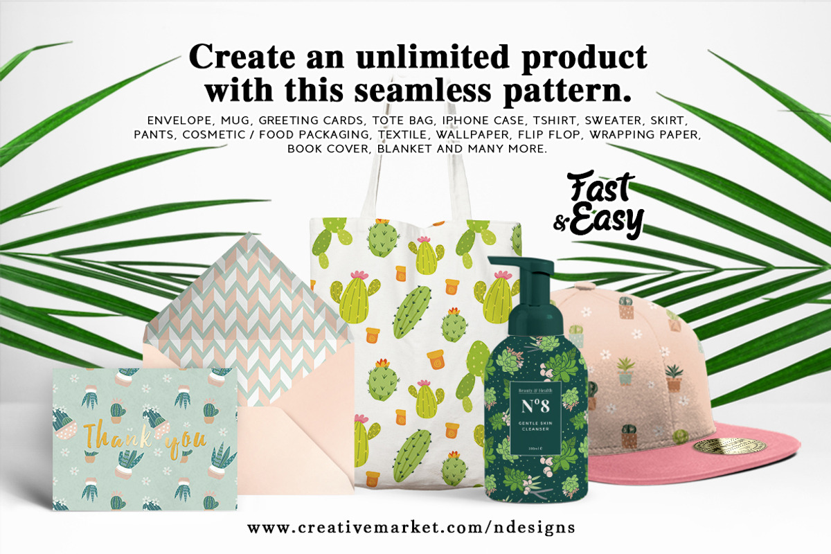 Cactus Cacti Seamless Pattern, a Pattern Graphic by NDesigns (Photo 2 of 4)
