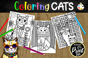 Patchwork Cat Portrait Coloring Page, an Animal Illustration by Coco Bloom (Thumbnail 1 of 4)