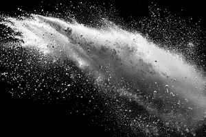 White powder explosion on black back, a Photo by Pixeness Studio