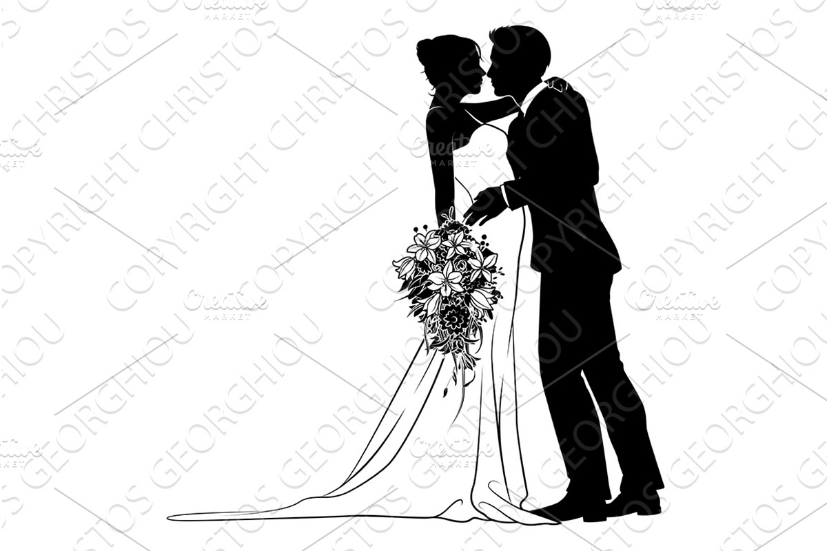 Bride And Groom Couple Wedding Dress, an Illustration by Christos Georghiou