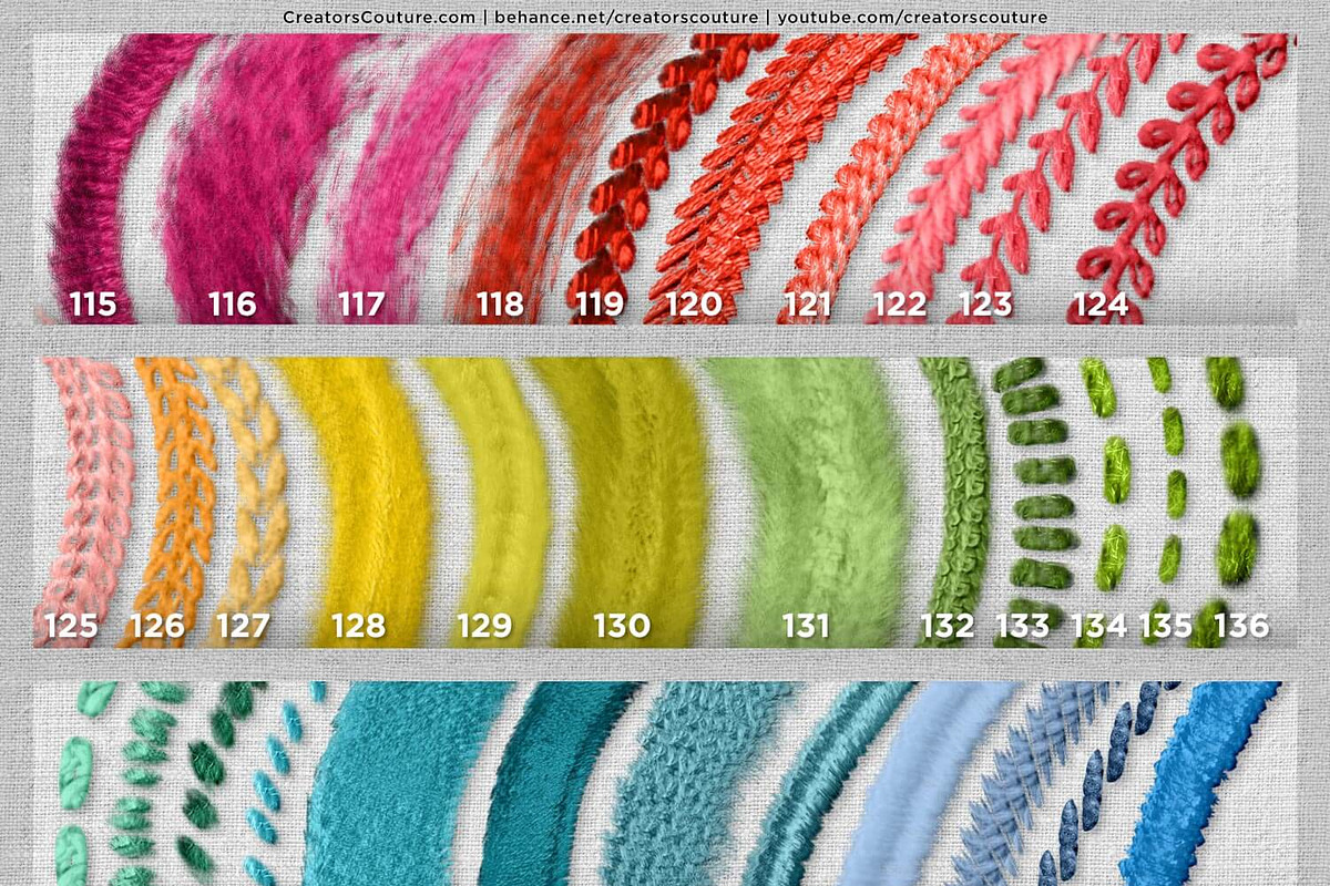 Realistic Embroidery Effect Brushes, a Brush Add-On by Creators Couture (Photo 8 of 26)