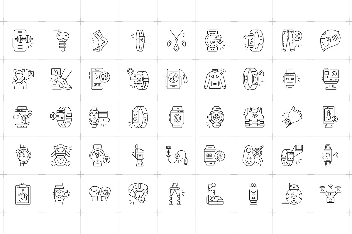 Wearable Technology Icon Set, an Outline Icon by Prosymbols (Photo 4 of 5)