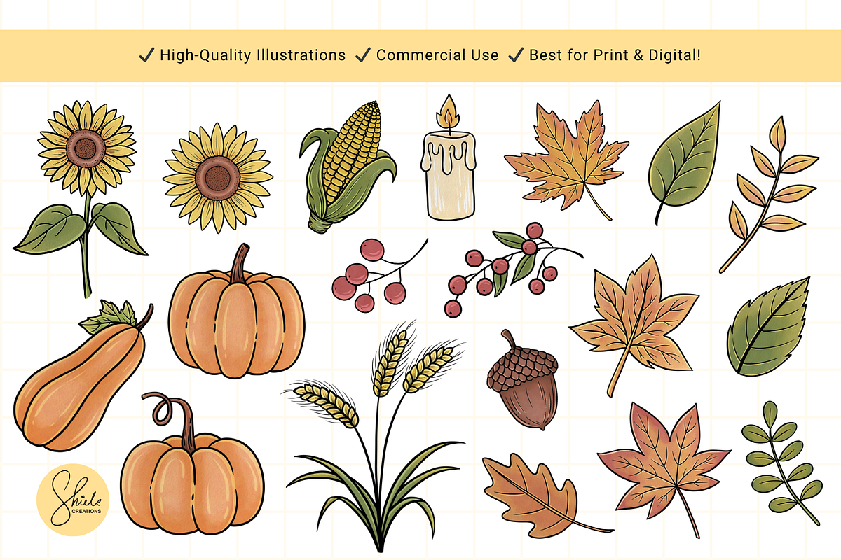 Thanksgiving Clipart Set - Colored, a Seasonal Illustration by shielscreations (Photo 4 of 4)