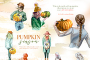 Watercolor Pumpkin Season Clipart, a Seasonal Illustration by ArtCreationsDesign (Thumbnail 6 of 22)