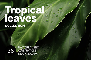 Tropical leaves. 38 images, a Decorative Illustration by Handmadefont
