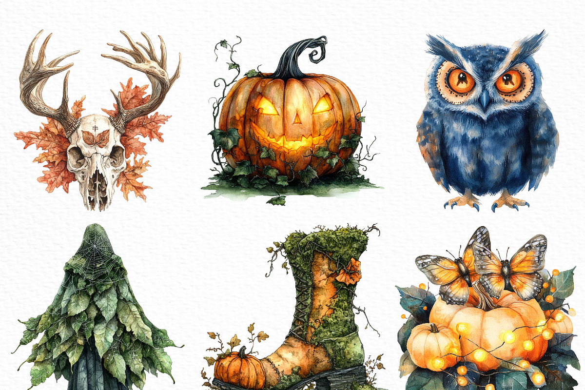 Halloween Forest Nymph Fray Clipart, an Illustration by Craft Nest (Photo 4 of 6)