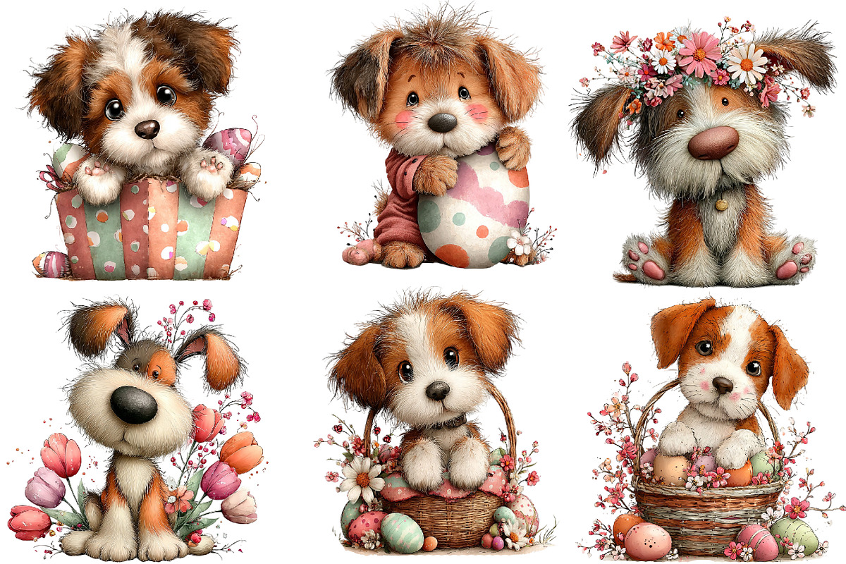 whimsical easter dog clipart, an Illustration by Designworld (Photo 2 of 4)