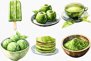 Watercolor Green Tea Clipart Bundle, an Illustration by Canvas Craft (Thumbnail 8 of 8)