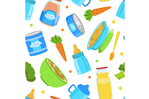 Baby Food Seamless Pattern, Healthy, a Food Illustration by TopVectors