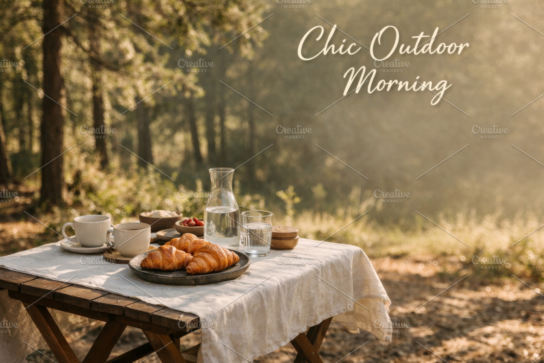 Chic outdoor breakfast setup with cr, a Photo by Dvoevnore photos
