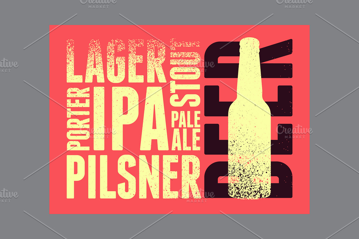 Beer grunge vector poster set., a Food Illustration by PoPaShop (Photo 8 of 9)