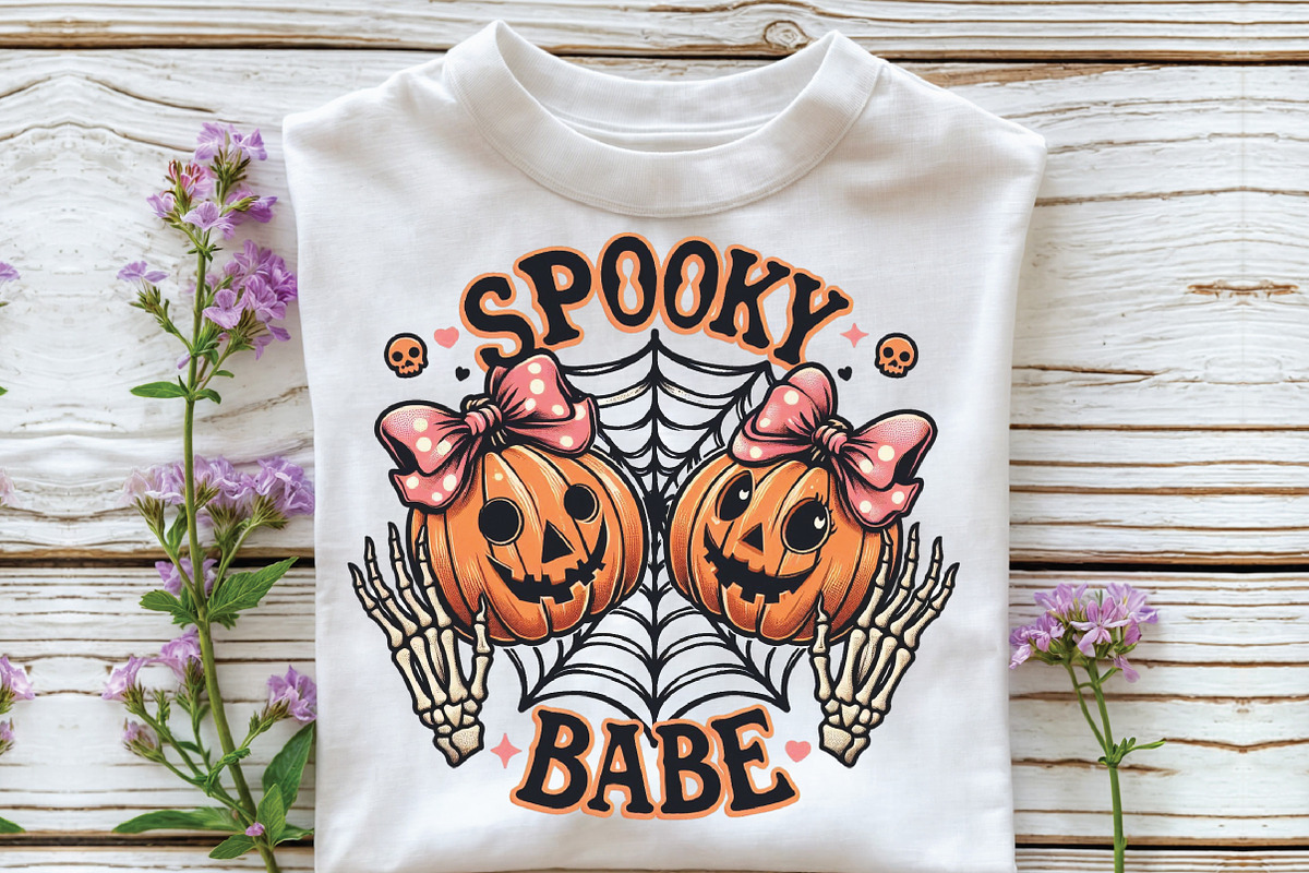 Spooky Babe Skeleton Halloween PNG, an Illustration by CraftArtStudio (Photo 2 of 4)