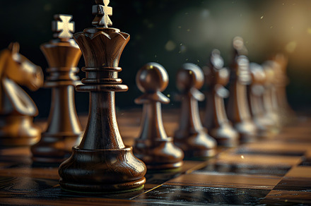 Chess pieces on chessboard on dark background, a Sports & Recreation Photo by AlyaAnd