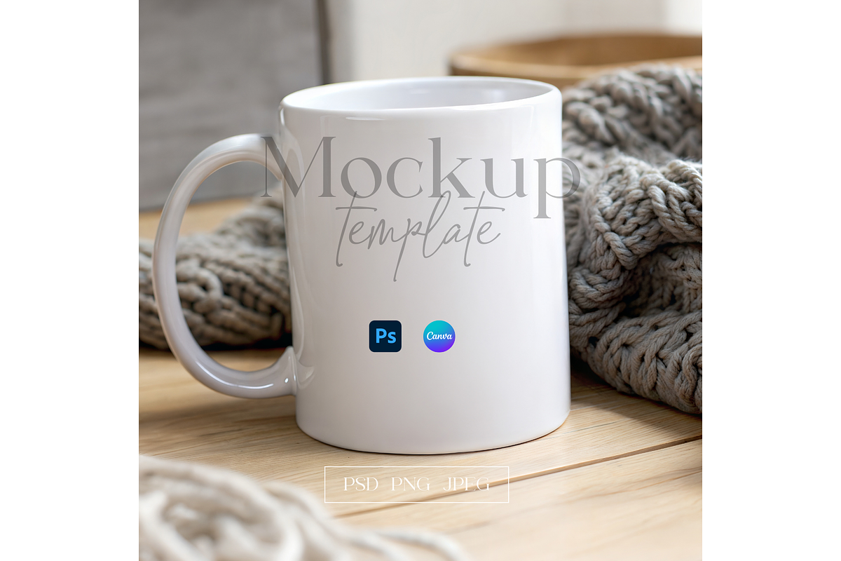 Cozy Mug Mockup with Knit Blanket, a Product Mockup by MockupWizard (Photo 1 of 5)