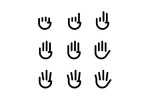 hand gestures. line icons set. Flat, an Outline Icon by Sunny