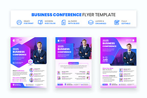 Business Conference Flyer Set Design