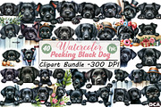 Watercolor Peeking Black Dog PNG Cli, an Illustration by DreamCafeArt (Thumbnail 1 of 7)