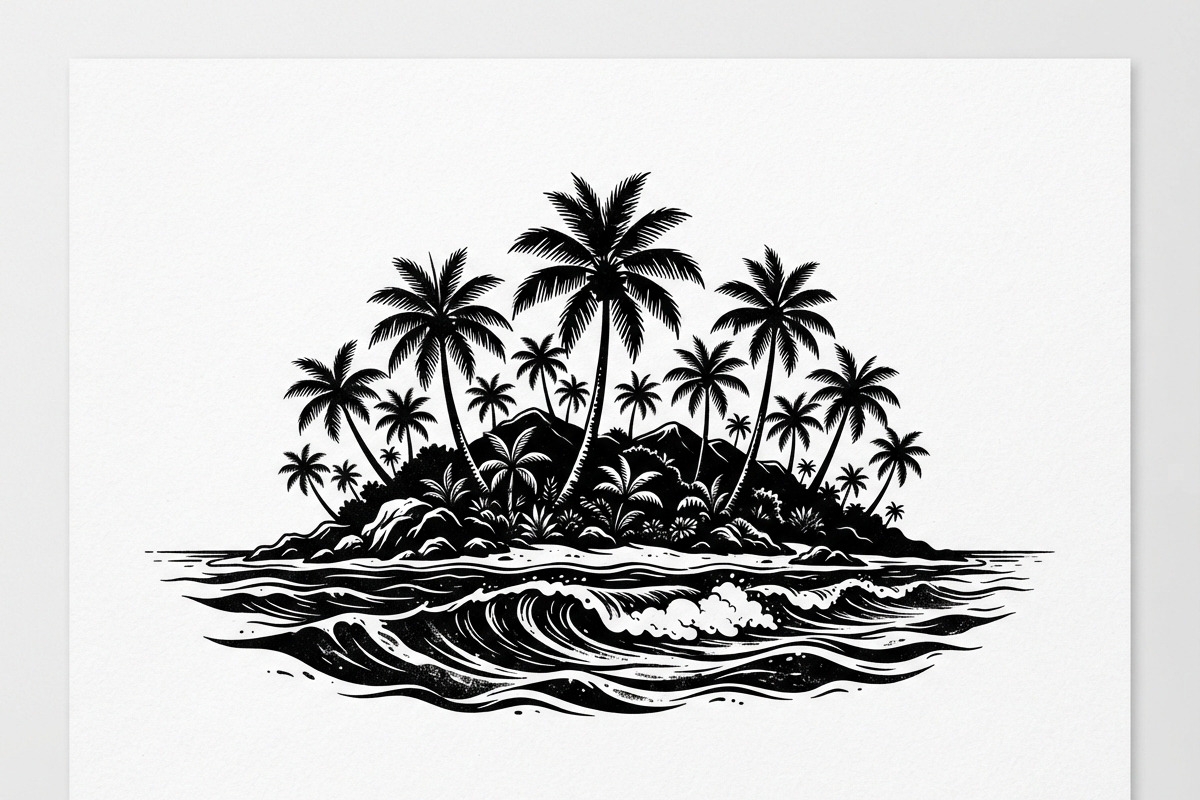50 Tropical Palm Island Silhouette, an Empty State Illustration by Amazin_art (Photo 6 of 41)