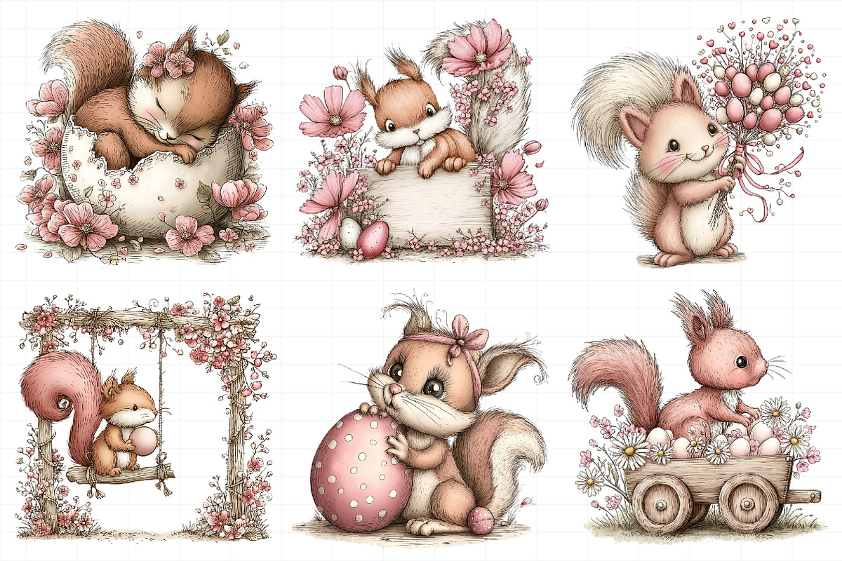 Whimsical Easter Squirrel Clipart, an Illustration by Daily.Designs (Photo 8 of 8)