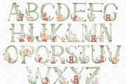 Woodland Watercolor Alphabet Clipart, an Illustration by Gau Silva Studio (Thumbnail 2 of 6)